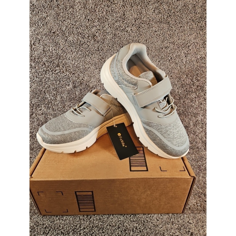 FitVille Marca Gray Comfort Power Support Sneakers Women's 8 EW Wide Shoes